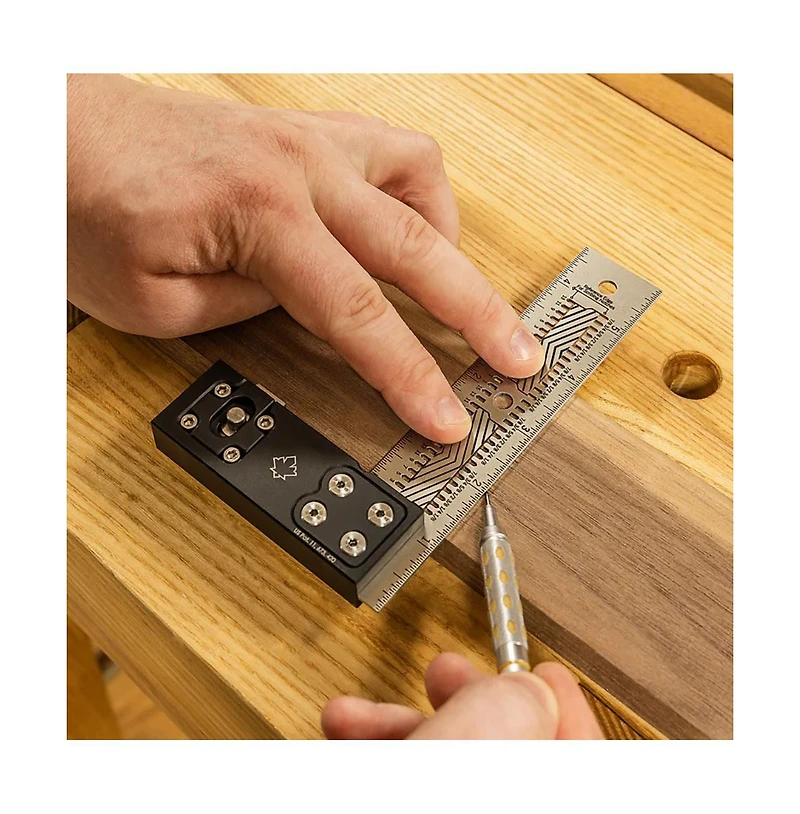 JessEm 07401 6 Inch Stainless Steel Precision Square Measuring Tool Ruler with Patented Flex Grip and Fade Resistant Markings - Imperial