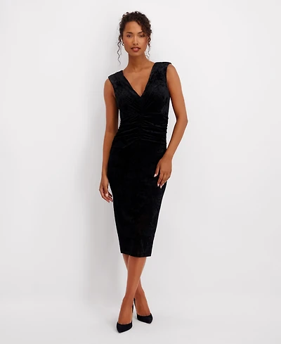 Siena Women's V-Neck Velvet Mesh Dress