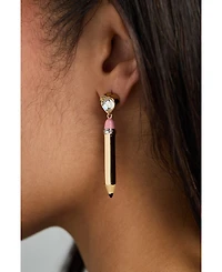 Pencil Heart Drop Earrings
