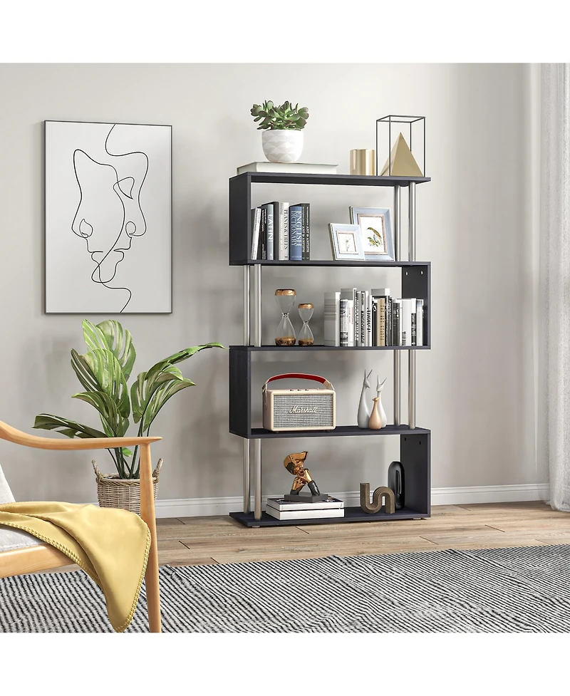 Homcom Bookshelf Bookcase Shelf Storage Wood Furniture Home Office Modern