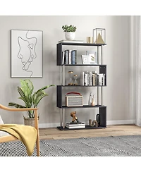 Homcom Bookshelf Bookcase Shelf Storage Wood Furniture Home Office Modern