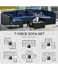 Outsunny 7pc Sectional Wicker Patio Furniture