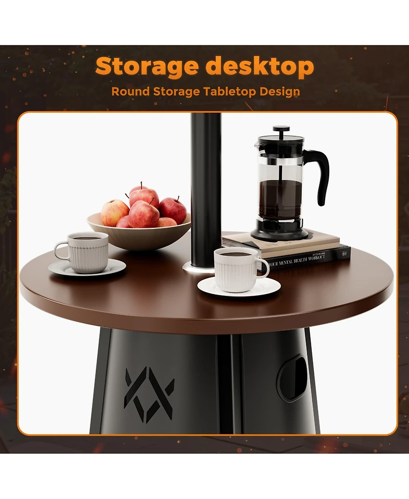 Pamapic 50,000 Btu Propane Patio Heater with 28" Round Storage Table and Adjustable Thermostat