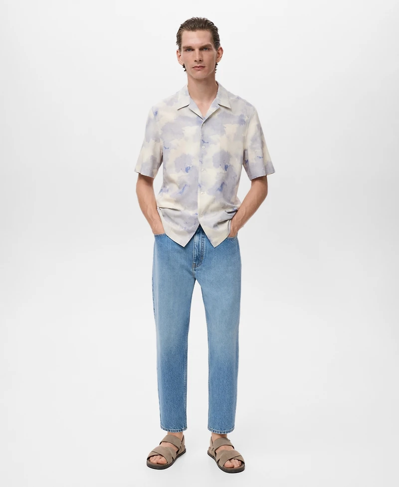 Mango Men's Printed Bowling Shirt