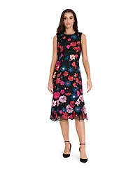 Tahari Asl Women's Sleeveless Embroidered Short Mermaid Dress