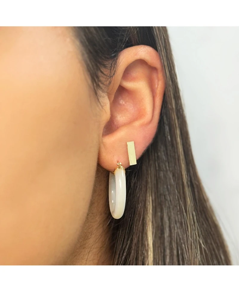 The Lovery Mother of Pearl Hoop Earrings 14K Gold
