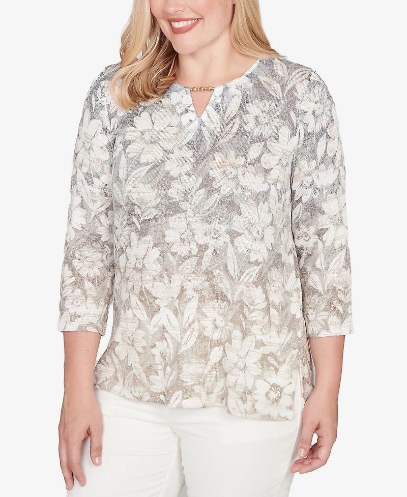 Alfred Dunner Petite Vienna Floral Print Top