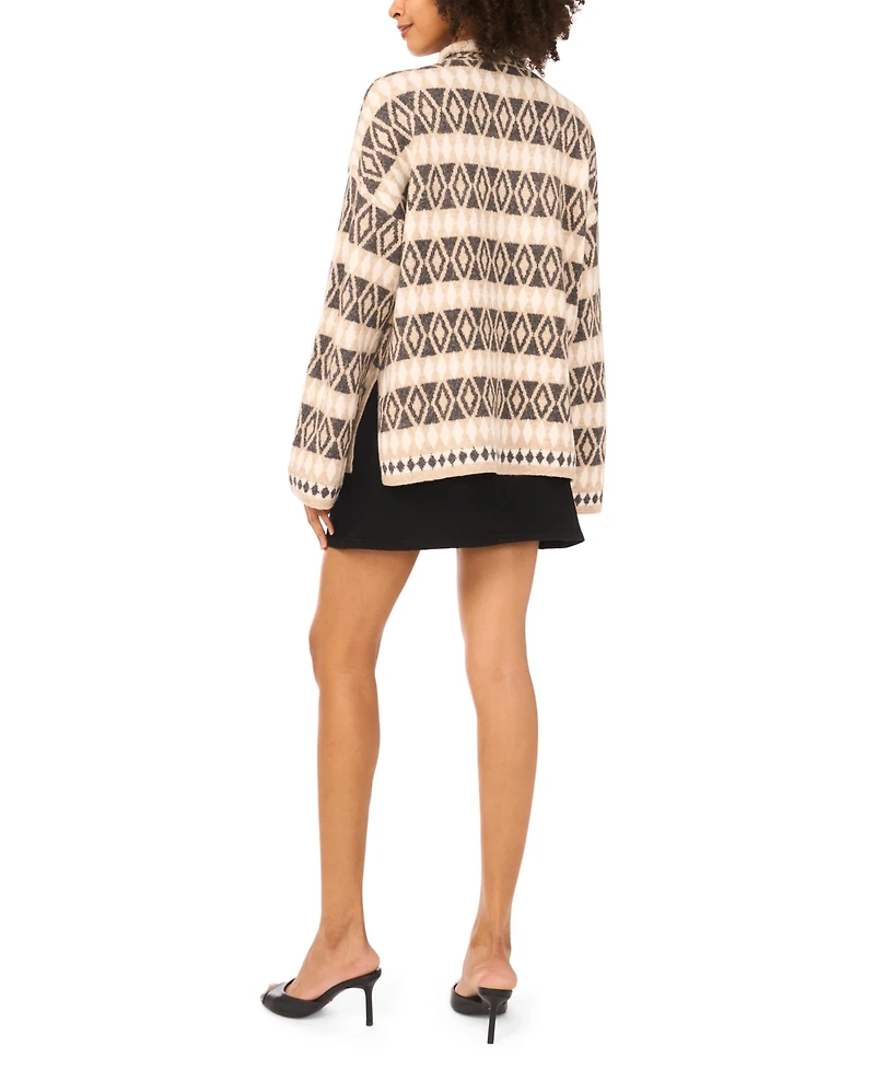 Vince Camuto Women's Diamond Pattern Turtle Neck Sweater