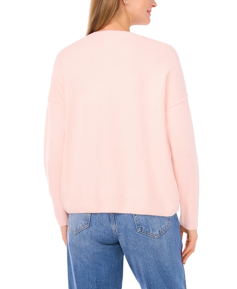 CeCe Women's Merry Script Long-Sleeve Cozy Sweater