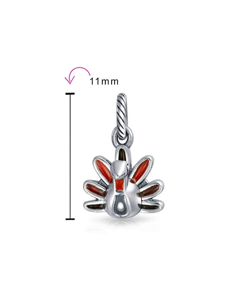 Bling Jewelry Thanksgiving Turkey Charm Bead in Sterling Silver