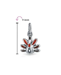 Bling Jewelry Thanksgiving Turkey Charm Bead in Sterling Silver