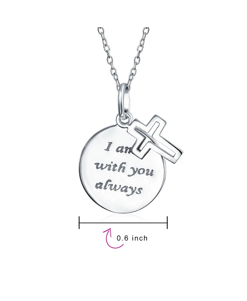 Bling Jewelry Spiritual Christian Eternal Circle Cross Pendant Necklace in Sterling Silver