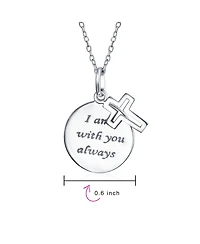 Bling Jewelry Spiritual Christian Eternal Circle Cross Pendant Necklace in Sterling Silver