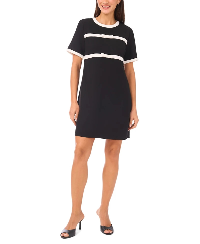 CeCe Women's Short-Sleeve Dress with Combo Bows