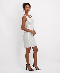 kensie Women's Foil Cowl Neck Dress