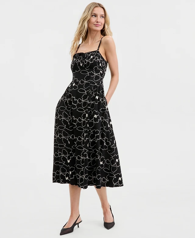 Kensie Women's Embroidered Cotton Sleeveless Dress | MainPlace Mall