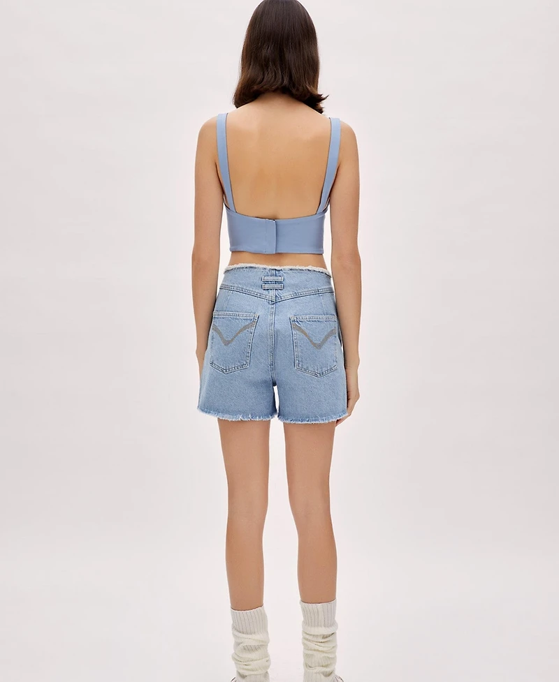 Pcfg Women's High Waist Denim Shorts