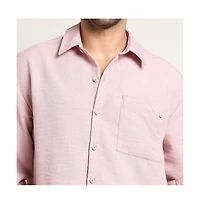 Campus Sutra Men's Rose Pink Modular Solid Oversized Shirt