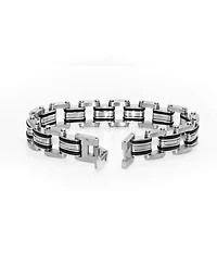 Macy's Cubic Zirconia and Black Plated Bracelet in Stainless Steel