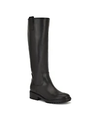 Nine West Womens Leigha Tall Block Heel Riding Boots Regular Wide Calf