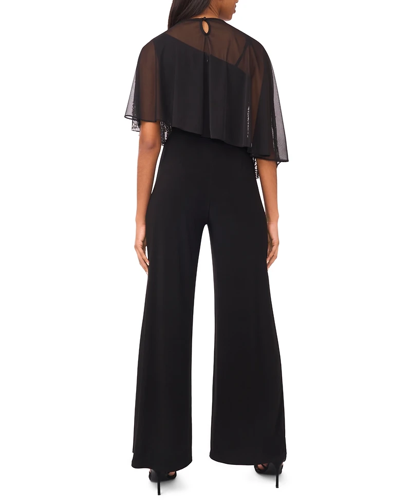 Msk Women's Asymmetrical Cape Crewneck Jumpsuit