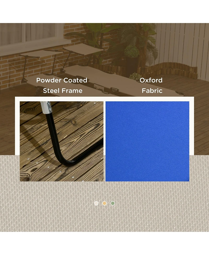 Outsunny 2-piece Chaise Lounge w/ Adjustable Backrest and Sunshade, Blue