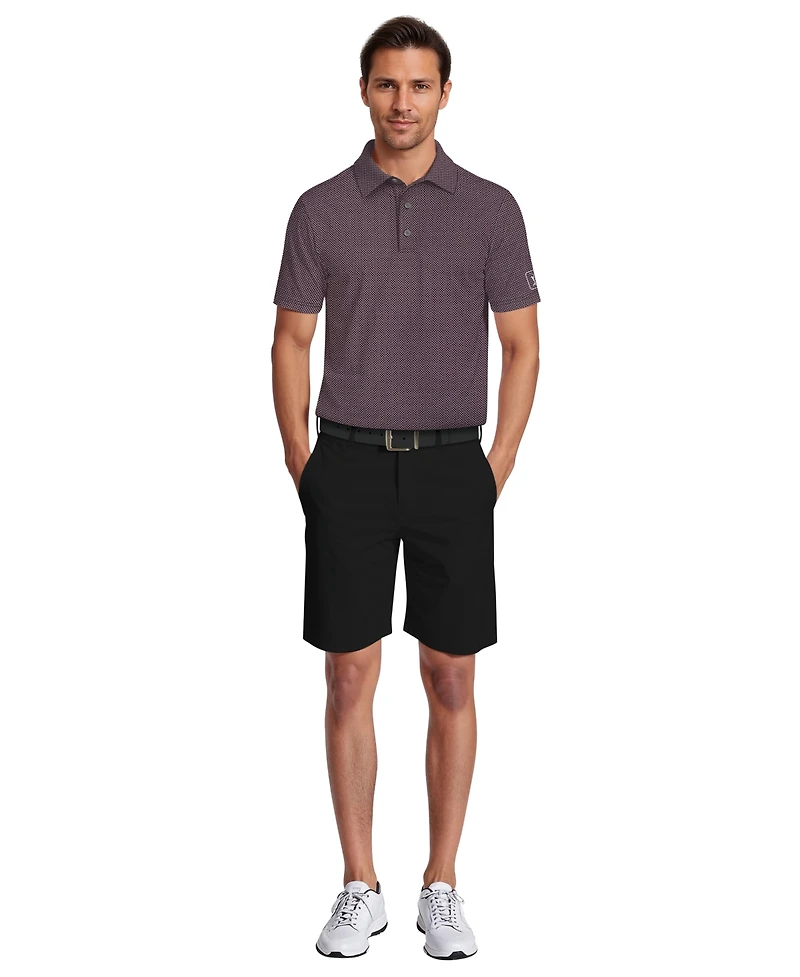 Pga Tour Men's Micro Geometric Print Short-Sleeve Golf Polo Shirt