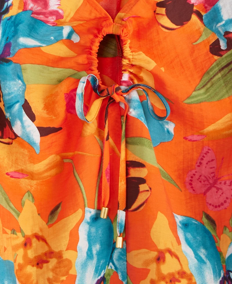 I.n.c. International Concepts Women's Floral-Print Keyhole Blouse, Macy's Exclusive