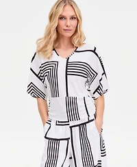 I.n.c. International Concepts Women's Printed V-Neck Top, Macy's Exclusive
