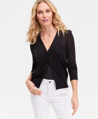 I.N.C. International Concepts Womens Lightweight Metallic Knit V Neck Cardigan Macys Exclusive