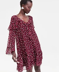 I.n.c. International Concepts Women's Ruffle-Trim Bell-Sleeve Mini Dress, Macy's Exclusive