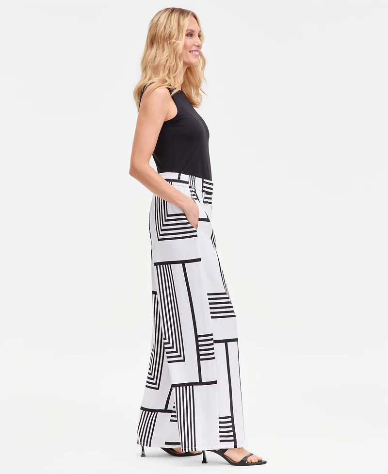 I.n.c. International Concepts Women's Graphic-Print Pull-On Wide-Leg Pants, Macy's Exclusive