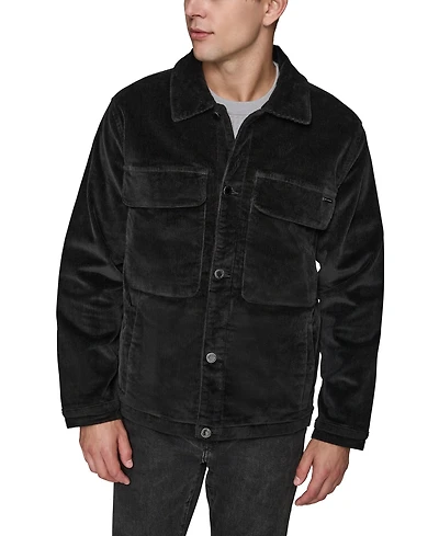 Karl Lagerfeld Paris Men's Corduroy Collared Shirt Jacket