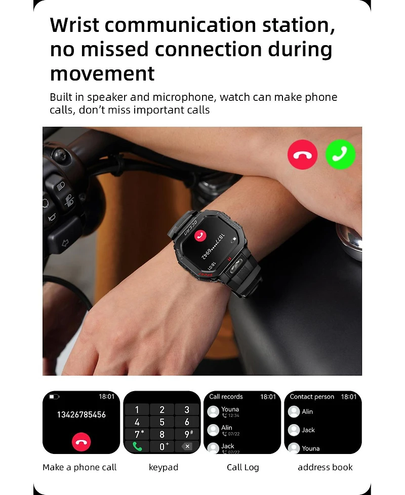 Ruxing smart Waterproof Outdoor Adventure Smartwatch with 15 Day Battery