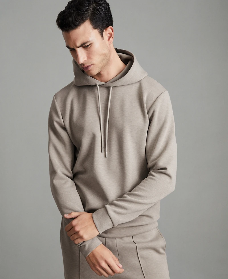 Reiss Men's Fabien Interlock Jersey Drawstring Hoodie
