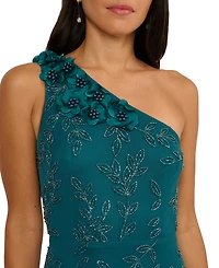 Adrianna Papell Women's One-Shoulder Beaded Dress