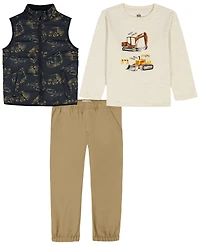 Kids Headquarters Boys 2T-7 Sleeveless Vest, T-Shirt and Pants, 3-Piece Set