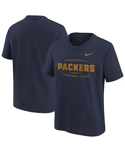 Nike Big Boys and Girls Navy Green Bay Packers Sideline Alt Pack T-Shirt