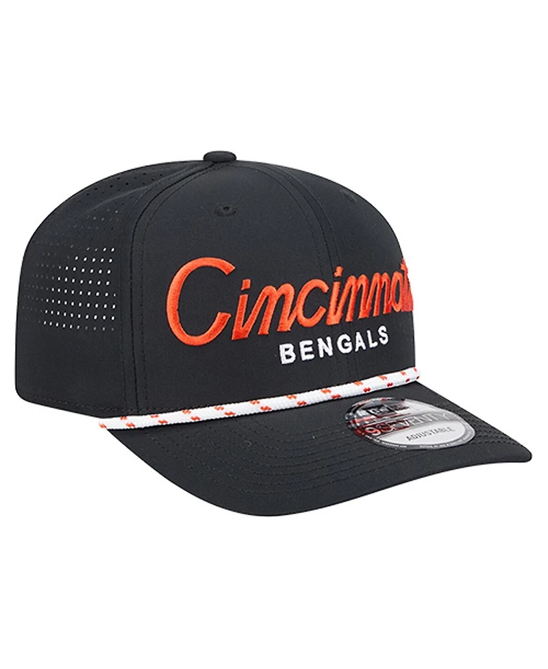 New Era Men's Black Cincinnati Bengals Script 9SEVENTY Adjustable Hat