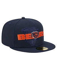 New Era Men's Navy Chicago Bears Overlap Wordmark 59FIFTY Fitted Hat