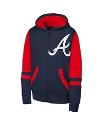 Outerstuff Men's Navy Atlanta Braves Stadium Color Block Full-Zip Hoodie
