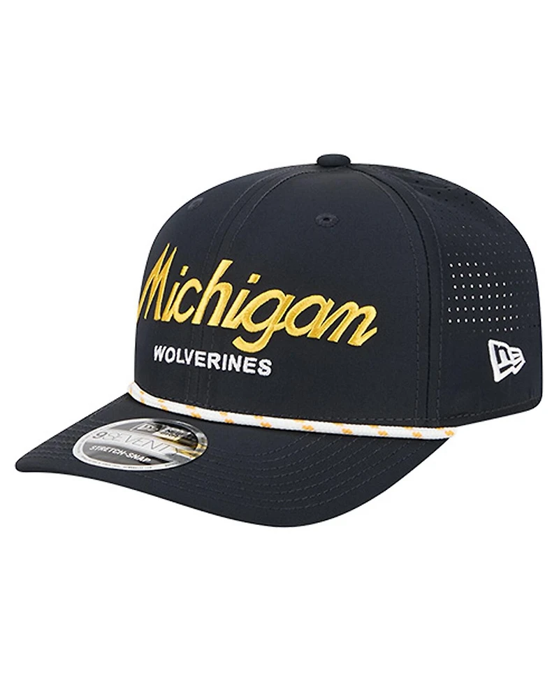 New Era Men's Navy Michigan Wolverines Script Performance Rope 9SEVENTY Adjustable Hat