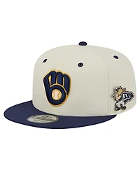New Era Men's Cream Milwaukee Brewers Mascot Pin 9FIFTY Snapback Hat
