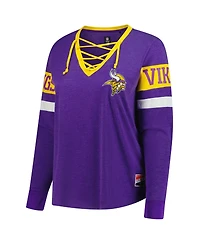 New Era Women's Purple Minnesota Vikings Plus Throwback Lace-Up Long Sleeve T-Shirt