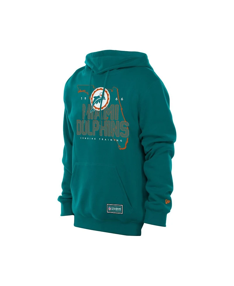 New Era Men's Aqua Miami Dolphins Combine Authentic Local State Throwback Hoodie