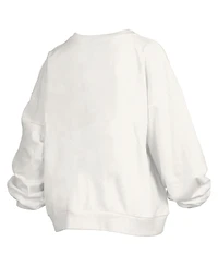 Pressbox Women's White Arizona Wildcats Oversized Janice Retro Waist-Length Pullover Sweatshirt