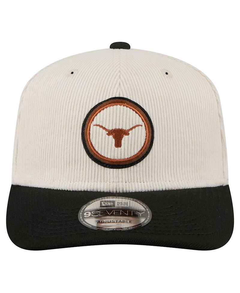 New Era Men's Cream/Black Texas Longhorns Loyal Corduroy 9SEVENTY Adjustable Hat