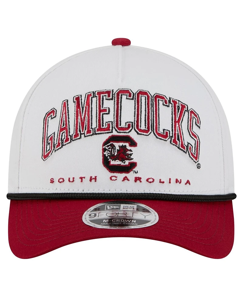 New Era Men's White/Garnet South Carolina Gamecocks Arch Two-Tone Rope 9FORTY A-Frame M-Crown Adjustable Hat