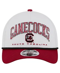 New Era Men's White/Garnet South Carolina Gamecocks Arch Two-Tone Rope 9FORTY A-Frame M-Crown Adjustable Hat