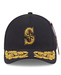 New Era x Alpha Industries Men's Black Seattle Mariners A-Frame 9FORTY Adjustable Hat